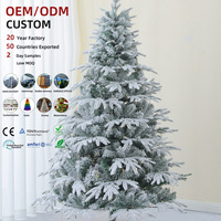 Sapin de Noël artificiel sur pied de haute qualité, personnalisable en gros, avec aiguilles de pin en PE/PVC, pré-éclairé, floqué, LED, 4-8 pieds