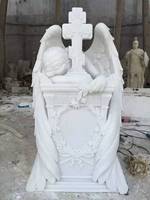 Cimetière sur mesure en marbre blanc sculpture sur pierre tombale et Monuments d'ange assis