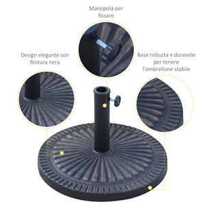 Outsunny Base de Paraguas Redonda para Postes de Ø 3,8-4,8 cm con Decoración y Perilla, Peso 15kg Ø 49x32cm - Product Image 4