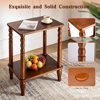 Table d'appoint en bois massif à deux niveaux, petite table basse pour salon, chambre et petits espaces, avec montage simple