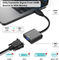 Adaptor HDTV ke VGA Uni Directional Berlapis Emas, Konverter Video Male ke Female untuk Monitor Laptop