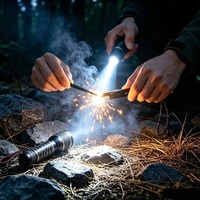 Lampe de survie extérieure en alliage d'aluminium Shan Bao avec allume-feu, affichage du niveau de batterie, 800 lumens, résistante aux tempêtes