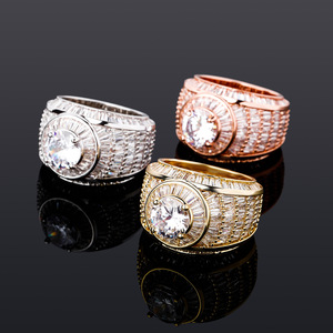 Cincin Pria Hip Pop <span class=keywords><strong>Vintage</strong></span> Berkilau Tinggi Grosir, Lapisan Emas Premium Kuningan, Bertabur Zirkon Berlian, Cincin Fashion Pria - Product Image 6