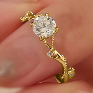 Anello a quattro punte con rametto scintillante per donna, elegante gioiello da dito alla moda - Product Image 3