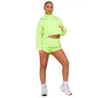 KY Hooded SHELL ZIP up Short de SPORT court Running Polyester Wind Breaker Jacket pour femme TWP PIECES