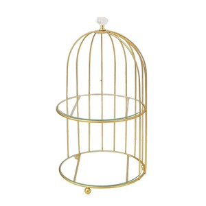 Étagère de bureau en forme de cage à oiseaux en fer, organisateur de cosmétiques à double couche pour le rangement des soins de la peau, des parfums, des rouges à lèvres et des maquillages - Product Image 5