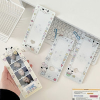 Porte-cartes en acrylique à quatre carrés pour chiot mignon Porte-clés Kpop