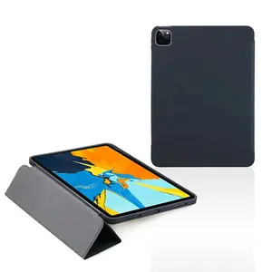 Casing Tablet Silikon Cair Lipat Tiga, Casing Penutup Tablet Cerdas Bahan Kulit Flip untuk iPad 10.9 11 12.9