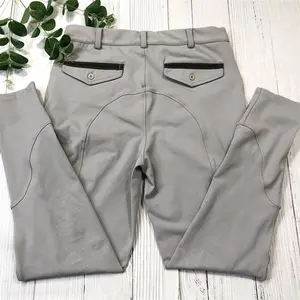 Pantaloni da equitazione da uomo grigi con impugnatura in Silicone al ginocchio pantaloni da equitazione a quattro vie elasticizzati Leggings da equitazione di alta qualità per uomo