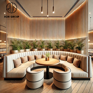 Ensemble de tables et de chaises de style grandiose et luxueux, design moderne, matériau PU haut de gamme, pour restaurants et cafés - Product Image 5