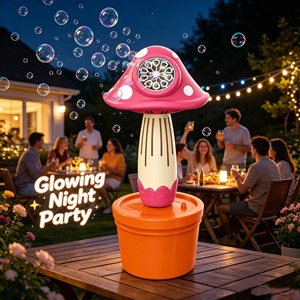Nuova Macchina per <span class=keywords><strong>Bolle</strong></span> a Forma di Fungo con Luce LED a 3 Colori, Anti-Perdita, Automatica, con 2x50ml di Soluzione per Bambini - Product Image 5