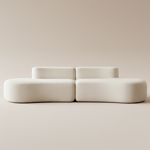 Canapé d'angle modulaire en tissu, garni d'éponge, incurvé, petit, convertible, sans armature, en mousse compressée sous vide, livré en boîte - Product Image 1