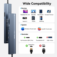 Adaptateur Hub USB C 4K pour USB 3.2 Gen2 10 Gbps Lecteur de Cartes SD TF PD 100W Station d'Accueil pour Ordinateur Portable en Stock