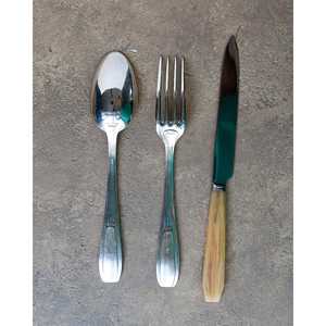 Ensemble de couverts en laiton de luxe/minimaliste Art déco français, 12 pièces, pour cuisines, maisons, restaurants/hôtels, fourchettes, cuillères - Product Image 5