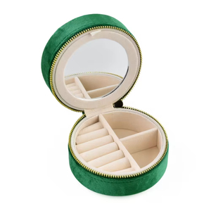 Boîte à bijoux moderne et élégante en velours recyclable avec logo personnalisé, cadre doré, couleurs gris, blanc, rouge, vert, vente en gros - Product Image 5