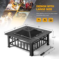 Brasero extérieur moderne en fer poli de 32 pouces avec couvercle imperméable pour patio et camping (noir)