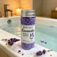 Garam Mandi Epsom Lintas Negara dengan Bunga Kering & Aroma Mint, Membersihkan & Menutrisi, Kristal untuk Mandi Kaki & Cuci Tubuh, Tersedia