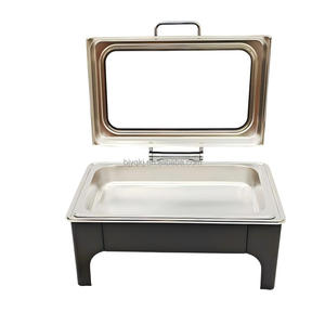 Yuqi Schwarz 9L Hydraulischer Rechteckiger Chafing Dish Buffet Catering Edelstahl Luxus Hotel Speisenwärmer Ofen Dampfheizung - Product Image 6