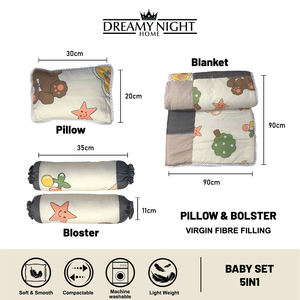 Baby 5-in-1 Bedding Set | 100% Cotton Lightweight Safe & Cozy Portable Travel-Friendly Sleep Essentials for Your Little One - Product Image 4