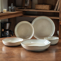 Service de table 5 pièces en grès réactif premium, forme irrégulière, pour cuisine et salle à manger modernes