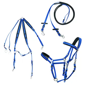 Durable PVC Racing Arabic Horse Bridle Waterproof Rubber Headstall Reins Western Halter Types-Available Red Blue High Nylon