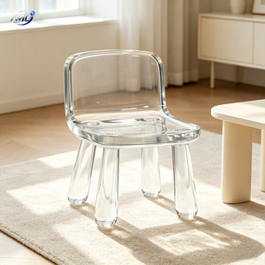 Fauteuil d'appoint mini en résine transparente ML, design minimaliste moulé, confortable pour salon, appartement, salle à manger - Product Image 3