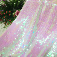 Tissu en maille à paillettes imprimé sirène brodé de 5 mm, extensible, effet écailles de poisson laser pour robe de mariée, fête, 100% polyester