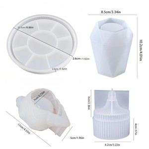 Set 4 pezzi scatola di immagazzinaggio, vassoio vaso, stampo in Silicone artigianale, gesso cemento loto candela tazza, stampo in Silicone Set per la decorazione della casa - Product Image 5