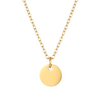 Collier minimaliste plaqué or avec pendentif rond personnalisable DIY pour femme