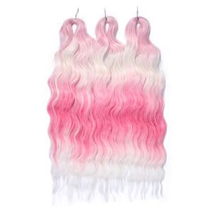 ผมถักเปียแบบออมเบรสีบลอนด์ แอนนา 24 นิ้ว แบบลอนคลื่นน้ำ สำหรับถักโครเชต์ ผมหยิกแบบเส้นใยทนความร้อนสูง ผมถักเปียแบบลอนลึก มีสินค้าพร้อมส่ง - Product Image 1