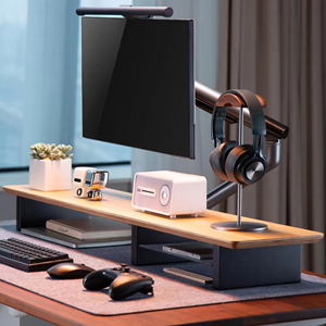 Wooden Controller Stand Vertical <strong>Laptop</strong> Desk <strong>Shelf</strong> with Monitor Stand for School Use - Product Image 1