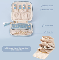 Étui de voyage bleu pour bijoux, petite pochette à bijoux avec compartiments pour ranger colliers, boucles d'oreilles, bracelets