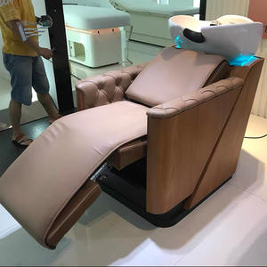 Silla eléctrica moderna de madera para salón de champú con cama facial, diseño rectangular para uso en hoteles - Product Image 3