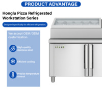 Réfrigérateur commercial moderne en acier inoxydable, comptoir de préparation réfrigéré, 3 portes, table de préparation pour pizzas pour café