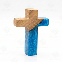 Croix en bois et résine faite à la main, design flottant, cadeaux religieux chrétiens de luxe avec fonction support de téléphone portable