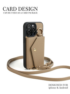Étui portefeuille de luxe à bandoulière pour <span class=keywords><strong>iPhone</strong></span> 16 17 Air 15 14 13 12 <span class=keywords><strong>Pro</strong></span> <span class=keywords><strong>Max</strong></span> en cuir PU grainé avec porte-cartes - Product Image 2