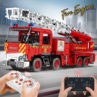 Reobrix 22005, Camión de Bomberos Mecánico Técnico de Ingeniería Urbana, Bloques de Construcción Electrónicos RC, Juego de Juguetes de Coche