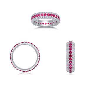 Bague en argent sterling 925 avec moissanite de laboratoire émeraude de 2 mm, double rangée, 1,2 mm, couleur D, VVS1 - Product Image 6