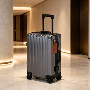 Valise de voyage en aluminium léger de <span class=keywords><strong>luxe</strong></span>, coque rigide, roulettes universelles silencieuses, livraison directe d'usine - Product Image 1