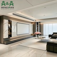 Meuble TV mural minimaliste à texture pierre, console TV intégrée moderne avec rangement pour appartement design