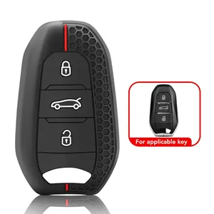 Étui de clé en silicone, porte-clés, <span class=keywords><strong>housse</strong></span> de clé pour <span class=keywords><strong>Peugeot</strong></span> 207 <span class=keywords><strong>208</strong></span> 3008 206 308 508 2008 407 5008 301 pour Citroën C3 C4 C5 Berlingo - Product Image 3