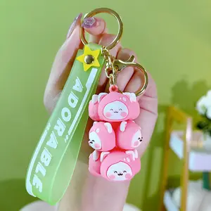 Wholesale Silicone Cartoon Laminated Doll Car Pendant Cute Hanging Doll Key Chain Bag