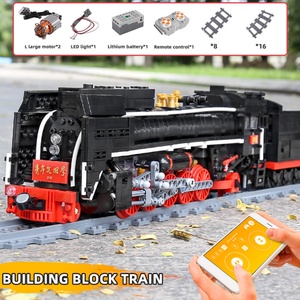 Mould King 12003 Série Ville Ferroviaire Mondiale, Modèle de locomotives à vapeur, Jouet électrique à assembler soi-même, Blocs de construction électriques, Train - Product Image 2