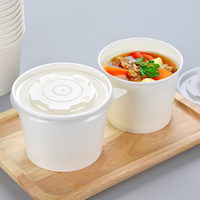 Bols en papier ronds jetables pour soupe chaude, ramen, avec couvercle, logo personnalisé imprimé
