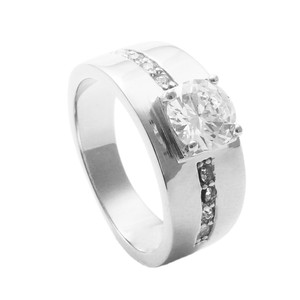 Fashionable Titanium Steel Diamond <b>Ring</b> Round Brilliant Cut Women's Wedding Jewelry Gold Color 211007 - Product Image 5