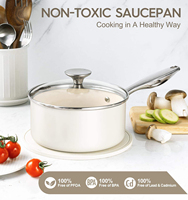 Vente en gros de 3 pièces de logo personnalisé Poignée saine en acier inoxydable Marmites et soupes en céramique Batterie de cuisine antiadhésive