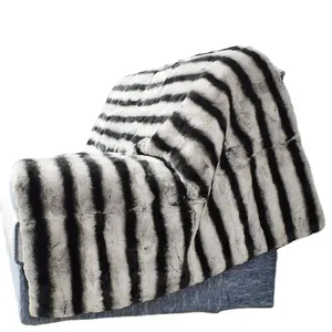 MWfur Factory OEM Luxury Bed cover King Queen Real Fur Chinchilla Rex Rabbit Fur Throw Blanket for Home Decor