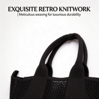 Tas Rajut Kain Tenun Kustom Grosir dengan Pola Geometris & Cetakan Ganda, Tas Jinjing Kasual untuk Dibawa di Pergelangan Tangan/Bahu