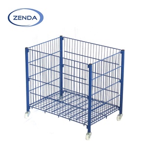 Đóng Mở Cuộn Dây Lưu Trữ Lồng Container Hàng Hóa Lưu Trữ Dây Giỏ Với Bánh Xe Lưới Container Gấp Lồng Cho Siêu Thị - Product Image 2