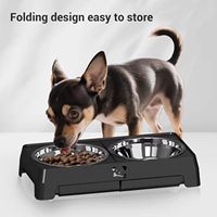 Elecpet - Gamelle pour animaux de compagnie personnalisable, en acier inoxydable, réglable en hauteur, pliable, antidérapante, avec 5 niveaux de réglage